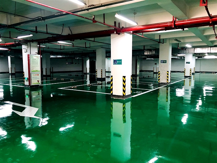 浙江普昂医疗有限公司地下车库环氧砂浆地坪